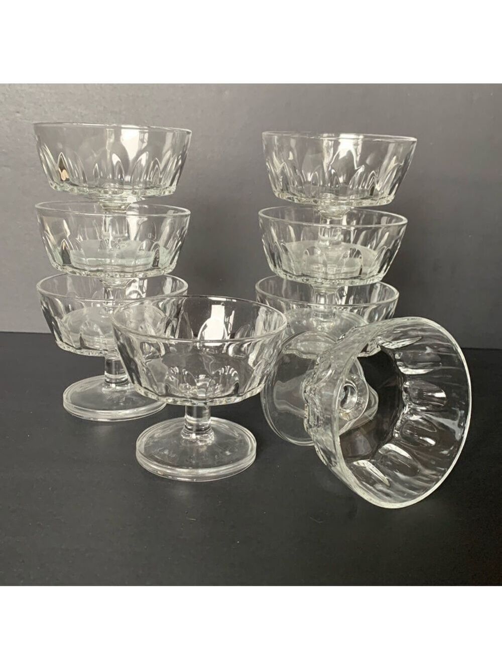 Set of 8 Arcoroc glass dessert dishes vintage